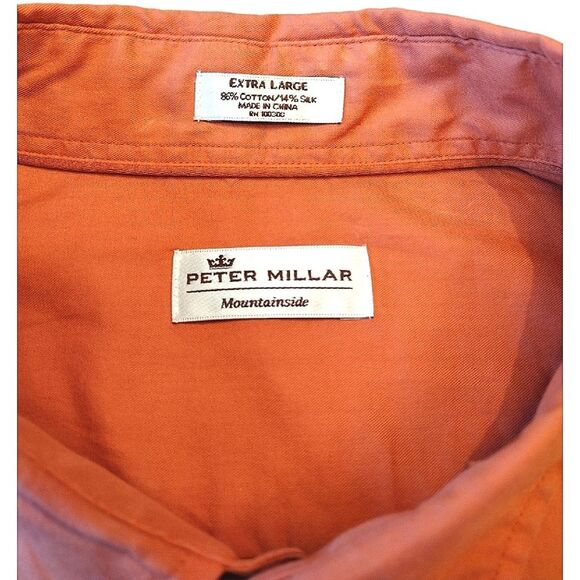 Peter Millar Mountainside, Button Up Dress Shirt with Pocket, Size XL, Orange - Picture 5 of 8